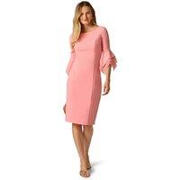 Adrianna Papell Women's Knit Crepe Tiered Sleeve Dress in Coral | Size: 14