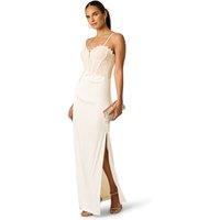 Adrianna by Adrianna Papell Women's Satin & Lace Long Dress in Ivory | Size: 10