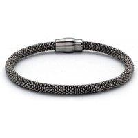 Jewelco London Women's Ruthenium Black Silver Bead Magnetic Popcorn Bracelet 5mm