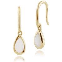 Gemondo Women's Classic Pear Opal Drop Earrings in 9ct Yellow Gold in White