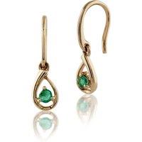 Gemondo Women's Classic Round Emerald Drop Earrings in 9ct Yellow Gold in Green