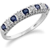 Gemondo Women's Classic Round Sapphire & Diamond Half Eternity Band in 9ct White Gold in Blue | Size: P