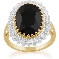 Gemondo Women's Classic Oval Sapphire & Diamond Cluster Ring in 9ct Yellow Gold in Blue | Size: N