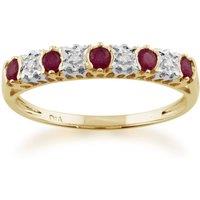 Gemondo Women's Classic Ruby & Diamond Half Eternity Ring in 9ct Yellow Gold in Red | Size: K