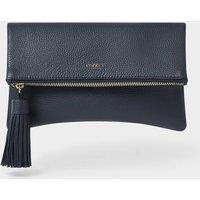 OSPREY LONDON Women's The Bexley Leather Clutch Bag in Navy