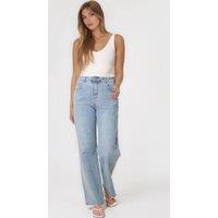 Aftershock London Women's Eyelet Embroidered Jeans in Light Blue | Size: Large
