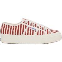 Superga Women's 2740 Print Stripes Trainers in Off-White | Size: 5.5