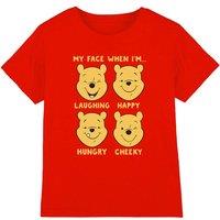 Disney Winnie The Pooh Faces Kids T-Shirt, Red | Size: 7-8 Years