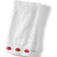 Lands' End Lulu Guinness Lip Embroidered Hand Towel in White