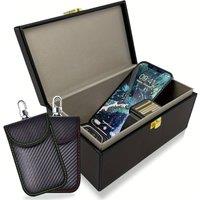 Dyzi Black Faraday Key Box With 2 Signal Blocking Pouches