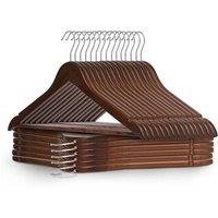Dyzi 20 Pack Wooden Clothes Hangers With Non Slip Bar in Brown | Size: 1 Pack