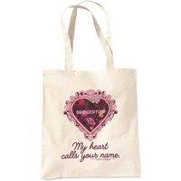 Netflix Bridgerton My Heart Calls Your Name Travel Reusable Tote Bag, Natural in Beige