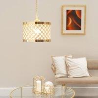 ValueLights Hadley Multi Drum Jewel Pendant Ceiling Floor Table Light Lamp Shade in Gold