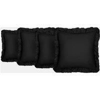 OHS 4 Pack Linen Frill Cushion Covers Home Living in Black | Size: 45 cm x 45 cm