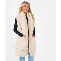 OHS Teddy Fleece Scarf Long Thermal Soft Pockets Hand Neck Warmer Marl in Natural