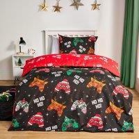 OHS Xmas Gaming Bedding Set Reversible Duvet Cover with Pillowcase in Black | Size: Single