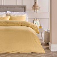 OHS Plain Dyed Duvet Cover with Pillowcase Bedding Set in Lemon | Size: Double