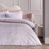 OHS Watercolour Hearts Duvet Cover Set Microfibre Bedding with Pillowcase in Light Grey | Size: Super King