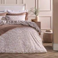 OHS Leopard Duvet Cover Set Microfibre Bedding with Pillowcase in Stone | Size: Single
