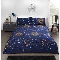 Rapport Home Celestial Stars Polycotton Reversible Duvet Cover Set with Pillowcase in Navy | Size: Single