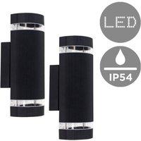 ValueLights Ryston Pair of Black Outdoor Wall-Up Down Light