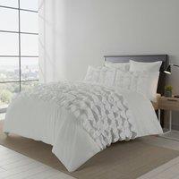 Snug City Ruffle Border Duvet Cover Soft Elegant Bedding Set with Pillowcases in White | Size: King