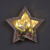 Shatchi B/O LED Wooden Reindeer Scene - Star Shape - W38xD6xH38cm in Brown