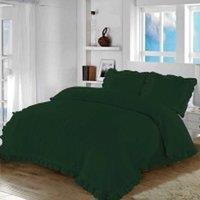 Homes-Linen Santiago Frilled Edge Polycotton Duvet Cover Set in Green | Size: Double