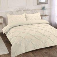 Homes-Linen Luxury Alexandra Pintuck Pleated Duvet Cover Set in Cream | Size: Double