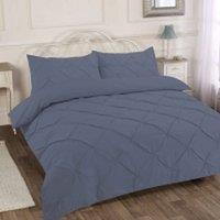 Homes-Linen Luxury Alexandra Pintuck Pleated Duvet Cover Set in Grey | Size: King