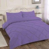 Homes-Linen Luxury Alexandra Pintuck Pleated Duvet Cover Set in Lilac | Size: Single