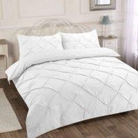 Homes-Linen Luxury Alexandra Pintuck Pleated Duvet Cover Set in White | Size: Single