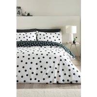 Catherine Lansfield 'Polka Dot' Reversible Duvet Cover Set in Black | Size: Double