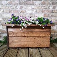 Samuel Alexander Hand Made 56cm x 34cm Rustic Wooden Small Garden Trough / Flower Bed Planter in Brown | Size: 56 cm x 34 cm