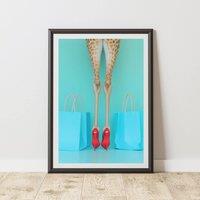 60 SECOND MAKEOVER Giraffe Heels & Shopping Bags Print | Size: A4
