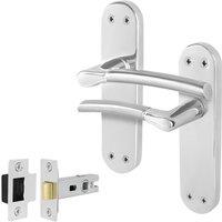 AFIT Chrome Satin Nickel Feature Handle Latch Set Boston Backplate in Metallics | Size: 150mm x 150mm