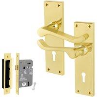 AFIT Polished Brass Scroll Handle Sashlock Set (64mm) 1 Pair in Gold | Size: 150mm x 150mm