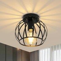 Goeco Vintage Ceiling Light Black Semi Flush-Mounted Ceiling Light
