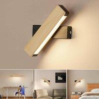 Goeco LED Indoor Wall Light, 5W, Rotatable, Wooden Bedroom Wall Lamp, 3000K in Black