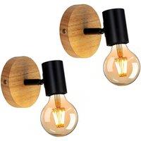 Goeco 2 x Interior Wall Sconce for Bedroom Wood Wall Sconce 350 Rotation in Black