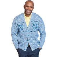 Tootal Men's Jacquard Button Cardigan with Pockets, Smart Casual Classic Fit in Royal | Size: Large