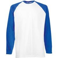 Fruit of the Loom Men's Long Sleeve Baseball T-Shirt in White | Size: 3XL