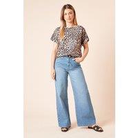 Dorothy Perkins Women's Leopard Roll Sleeve Blouse | Size: 12