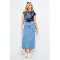 Dorothy Perkins Women's Utility Denim Midi Skirt in Mid Wash | Size: 12