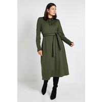 Wallis Women's Ponte Collar Contrast Midi Dress in Khaki | Size: 16