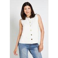 Wallis Women's Button Detail Knitted Vest Top in Ivory | Size: Medium
