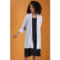Klass. Women's Patterned Open Front Jersey Cardigan in White | Size: 2XL