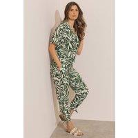 Klass. Women's Printed Tie Hem Crop Trousers in Khaki | Size: 16