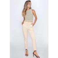 Aftershock London Women's Stretch Drawstring Trousers in Beige | Size: Large/XL