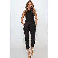Aftershock London Women's Stretch Drawstring Trousers in Black | Size: Medium/Large